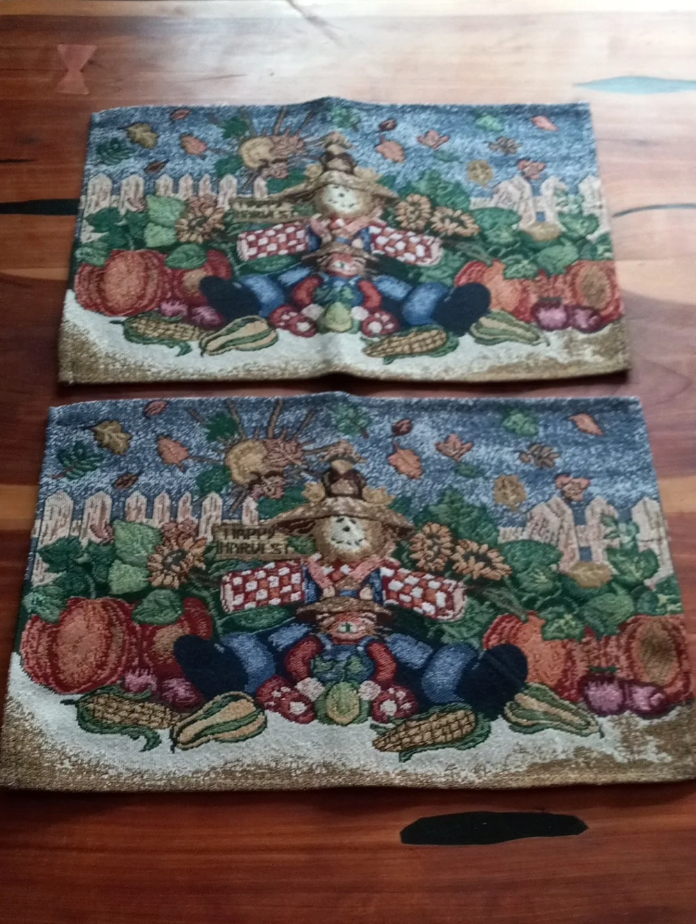 Vintage Happy Harvest Woven Tapestry Placemats - Set of 6